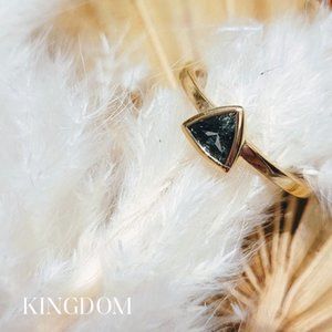 Triangular-Cut Montana Sapphire Ring